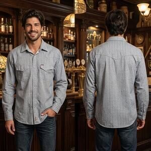 Rafter C White Pro Flex 45 Performance Pearl Snap Cowboy Shirt Men's Large 42-44